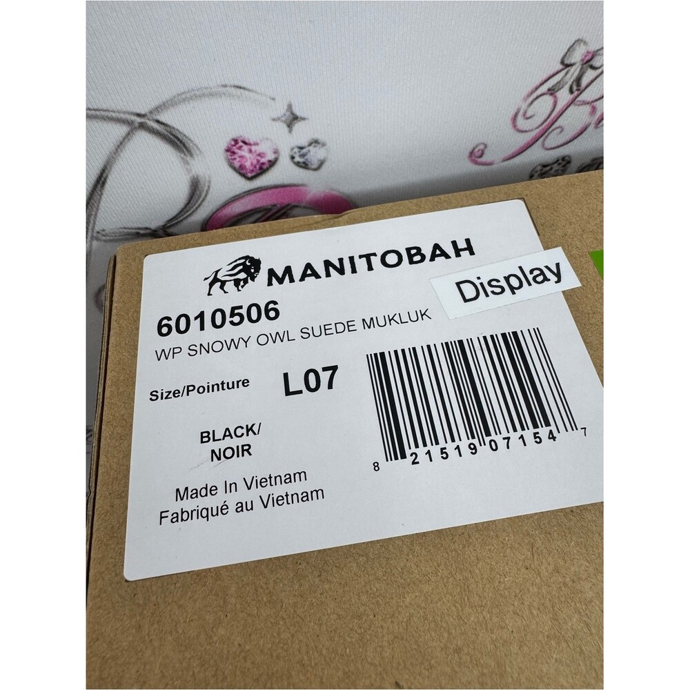 Manitobah mukluks black WP Snowy Owl Suede Mukluk - Black Pom Poms beaded